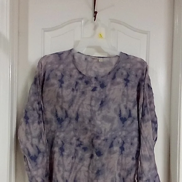 LOGO by Lori Goldstein Purple and Blue Tie-Dye Blouse - Picture 2 of 13